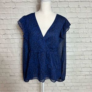 Torrid NWT Navy Leopard Print Tiered Blouse